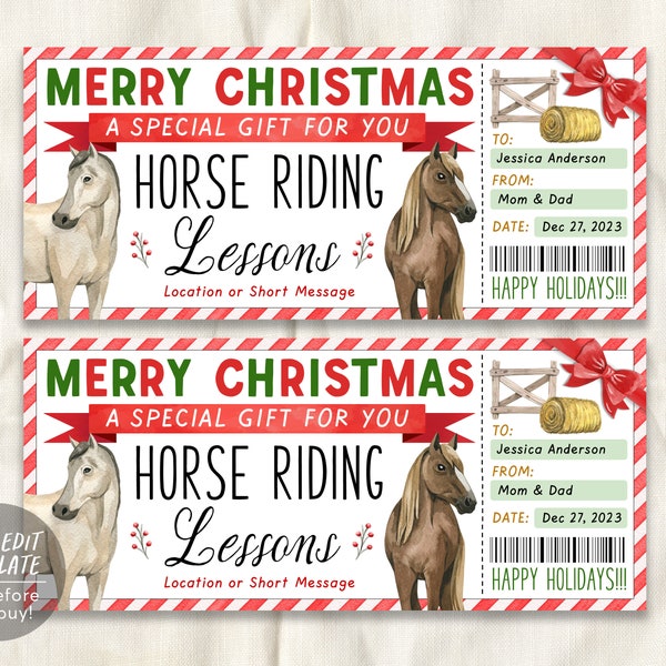 Horse gift certificate template - Etsy España