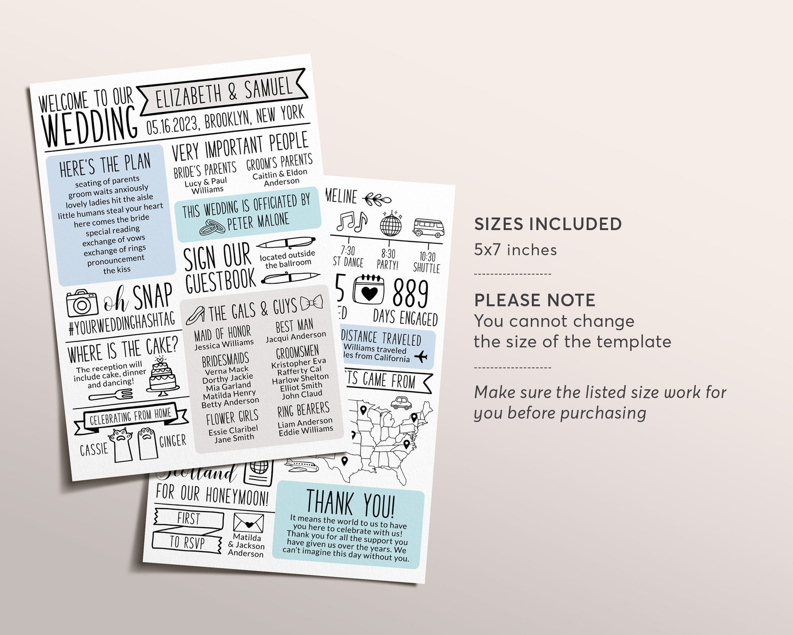Infographic Wedding Program Editable Template, Order of Ceremony ...