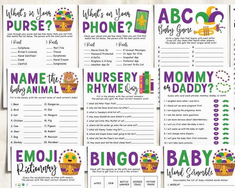 mardi gras baby shower games
