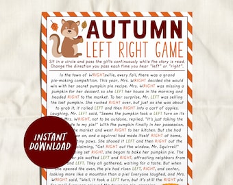 Fall Left Right Game, Left Right Story Pass the Gift Prize Exchange Game, Fall Family Reunion Autumn Office Party Icebreaker for Kids Adults