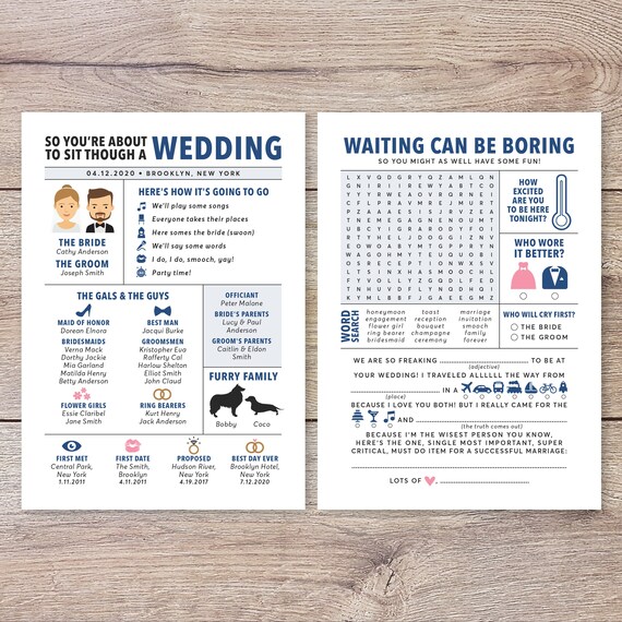 Modern Infographic Wedding Program Fun Wedding Program Word Etsy