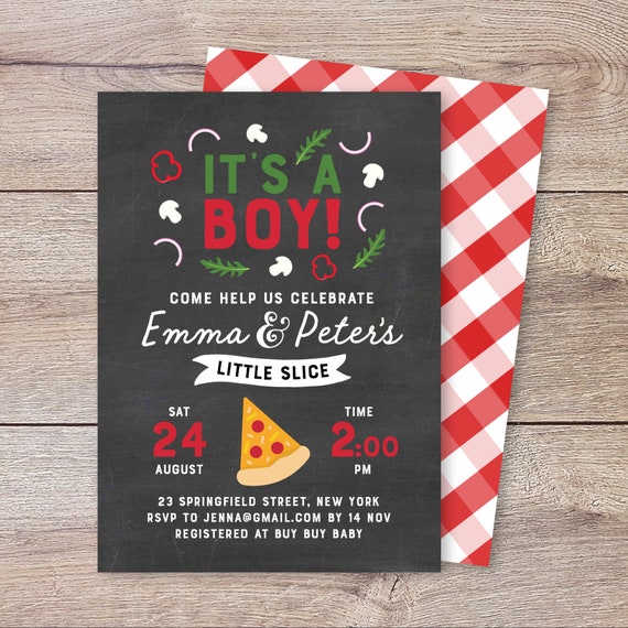 Pizza Party Baby Shower Invitation 