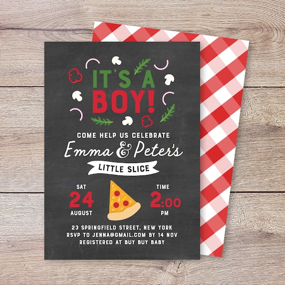 Pizza Party Baby Shower Invitation 