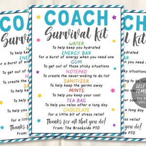 Coach Survival Kit Gift Tags Editable Template, Assistant Coach Gift Idea, Dance Sports Football Snack Treat Tags Coach Appreciation