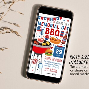 Memorial Day BBQ Invitation Editable Template, Patriotic Memorial Day ...