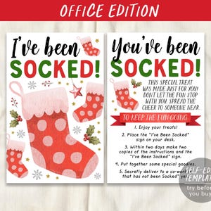 I've Been Socked Christmas Office Party Coworker Game Editable Template ...