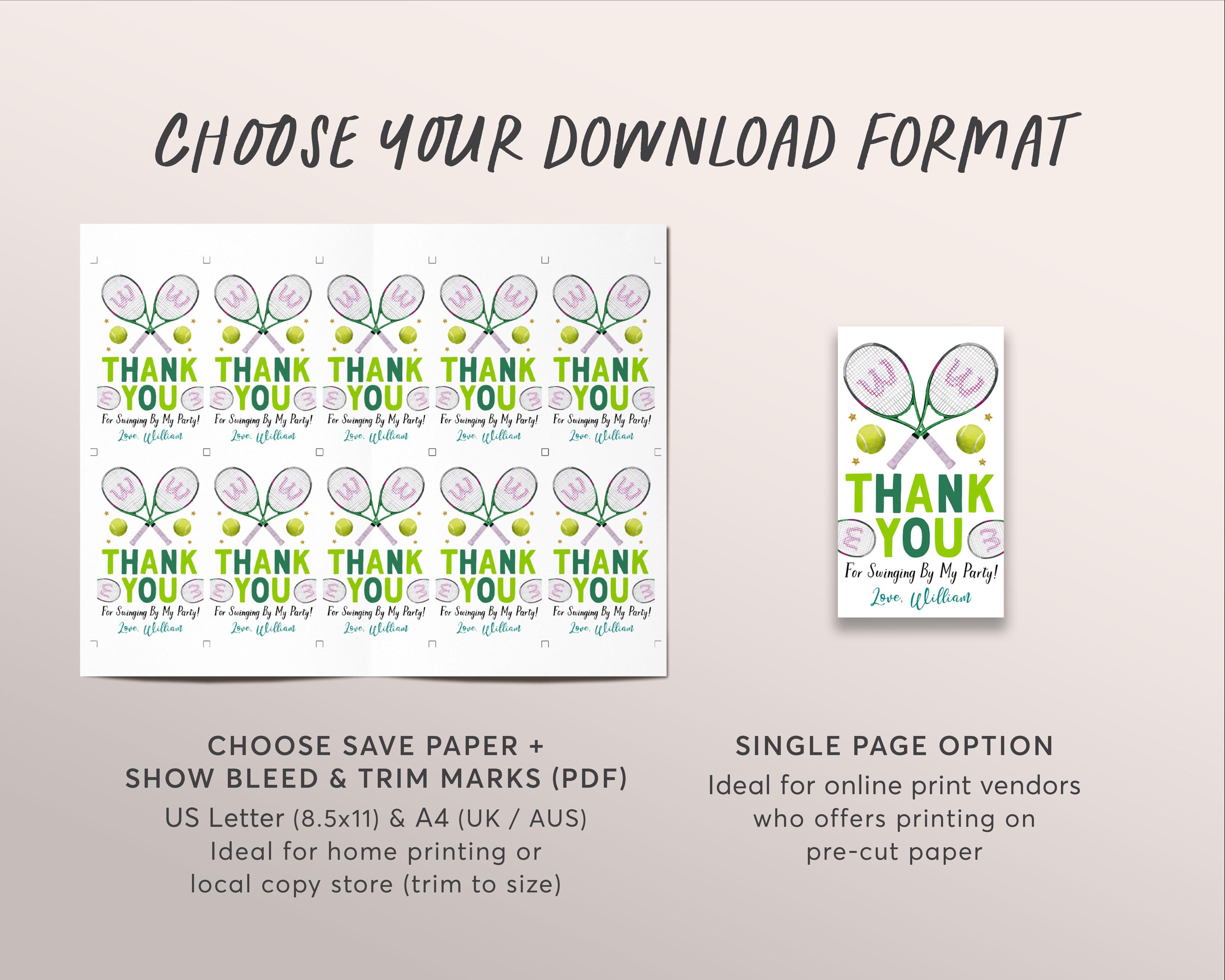 Tennis Birthday Party Favor Tags Editable Template, Boy Tennis Party ...