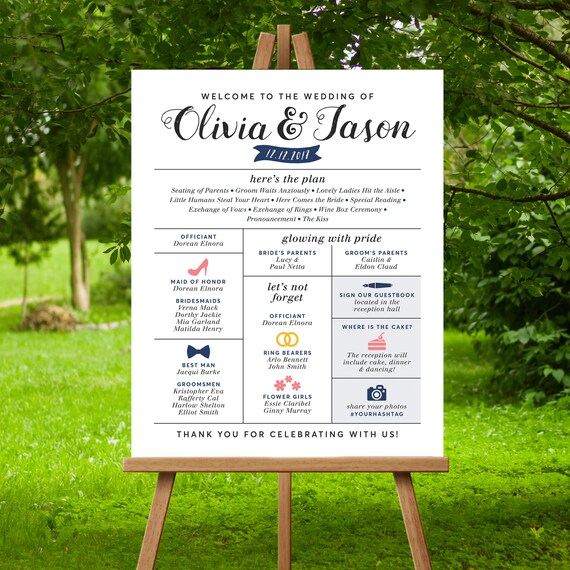 Wedding Program Sign Welcome Wedding Sign Infographic Etsy