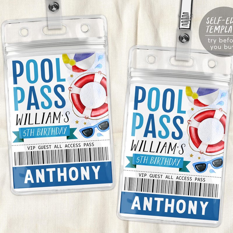 Local Pool Pass Printable Pool Pass - Etsy