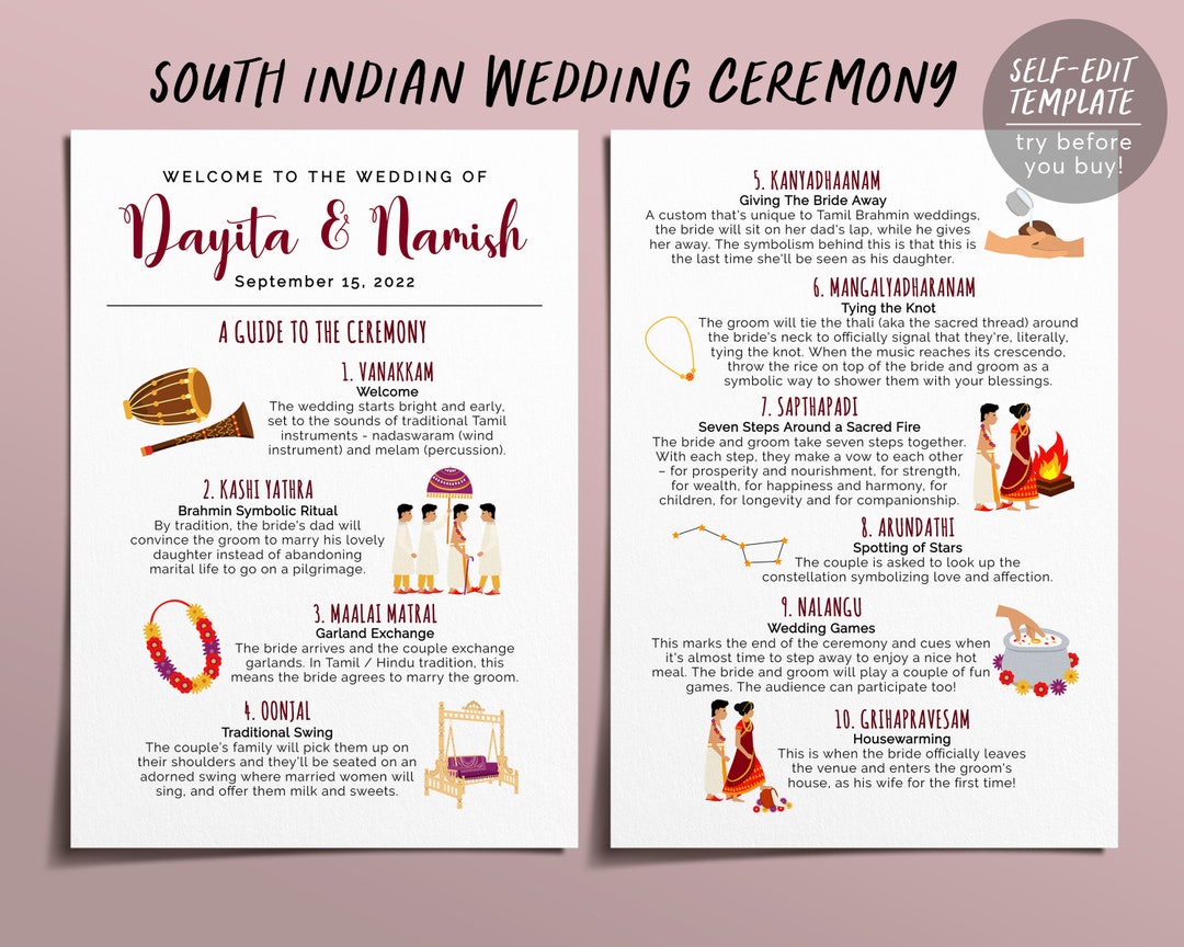 Hindu Wedding Program Template