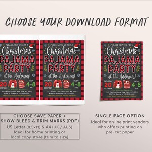 Christmas Pajama Party Invitation Editable Template, Kids Xmas Holiday ...