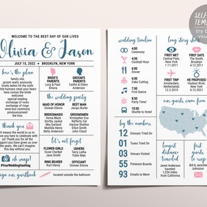 Editable Wedding Program Template, Infographic Reception Program, Fun Wedding Program Printable Wedding Program, Unique Ceremony Program