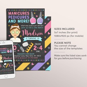 Spa Party Birthday Party Invitation Editable Template, Manicure ...