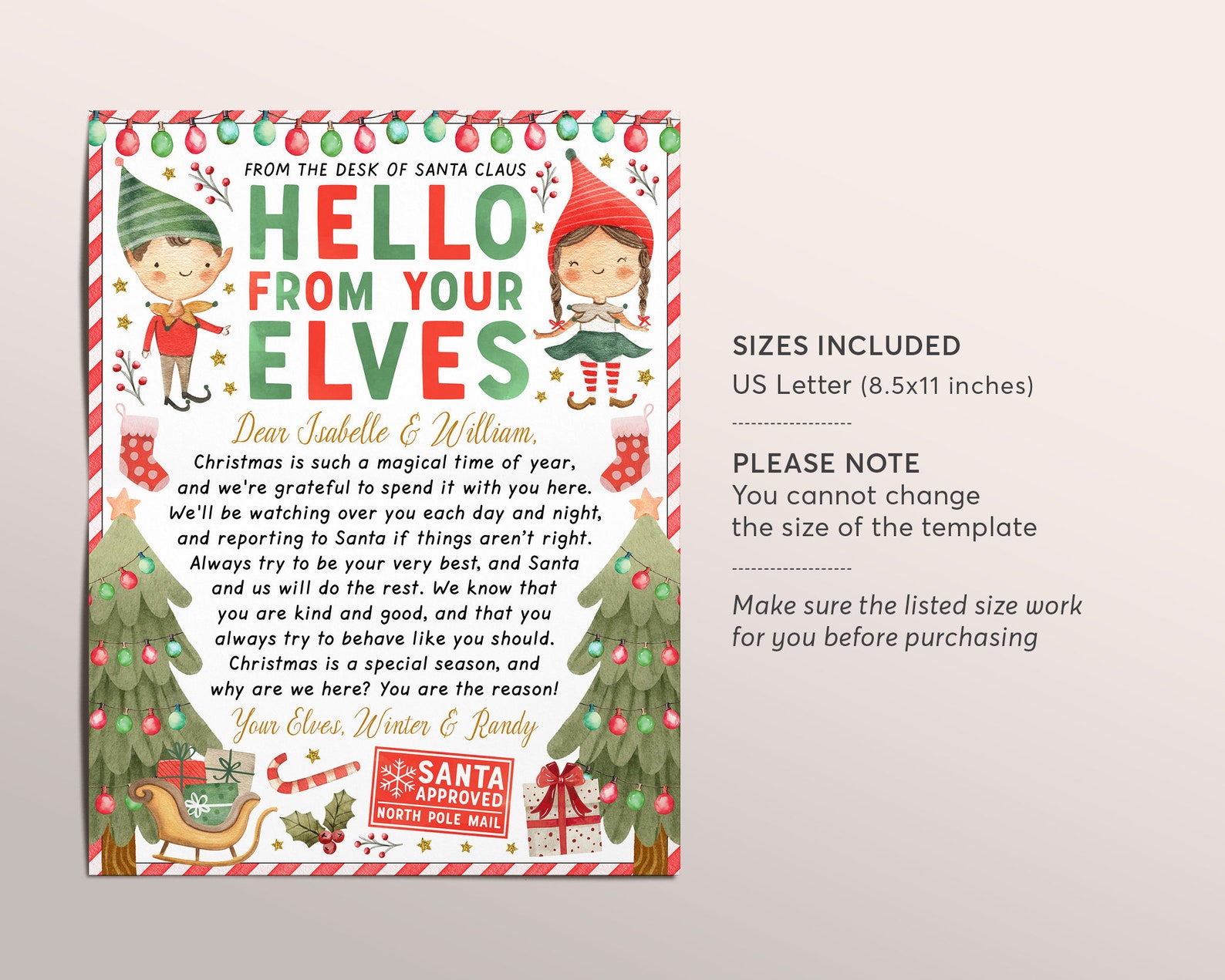 Hello Letter From Elves Editable Template, Elf Arrival Note, First Time ...