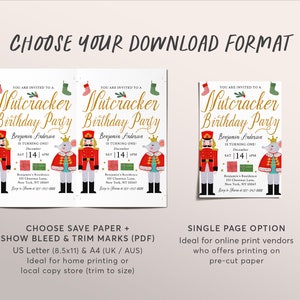 Nutcracker Birthday Party Invitation Editable Template, Christmas ...