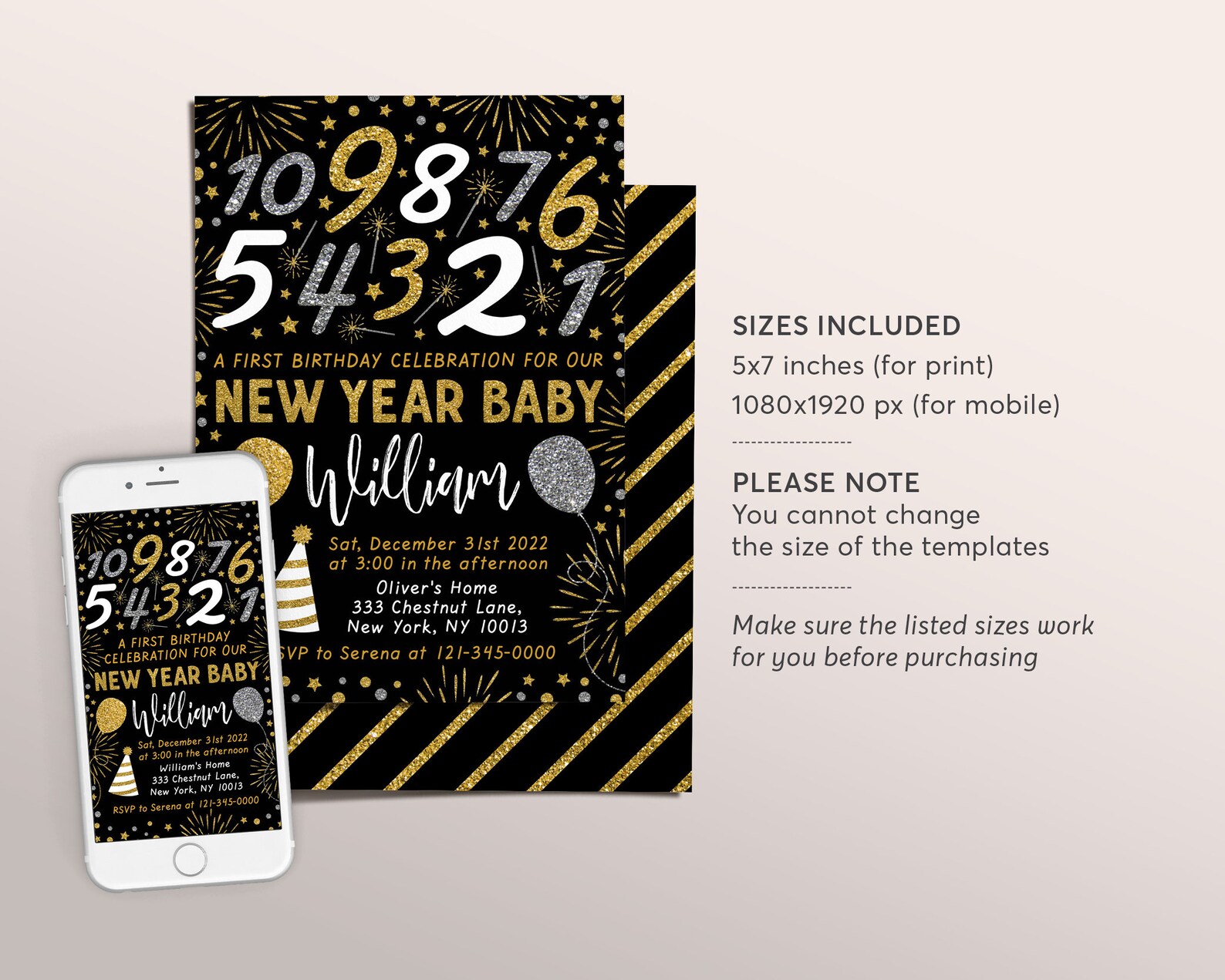 Countdown to One Birthday Invitation Editable Template New - Etsy