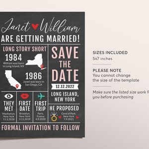 Save the Date Wedding Template Editable, Long Story Short Printable, Infographic Save the Date Card Invitation, Fun Wedding Infographic image 2