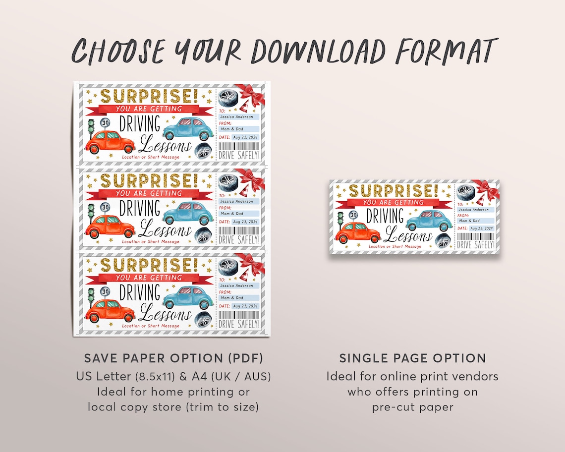 Free Car Ride Certificate Driving Lessons Gift Certificate Editable Template, Surprise Driving ...