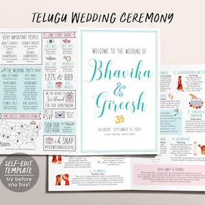 Telugu Ceremony Program Editable Template, South Indian Infographic