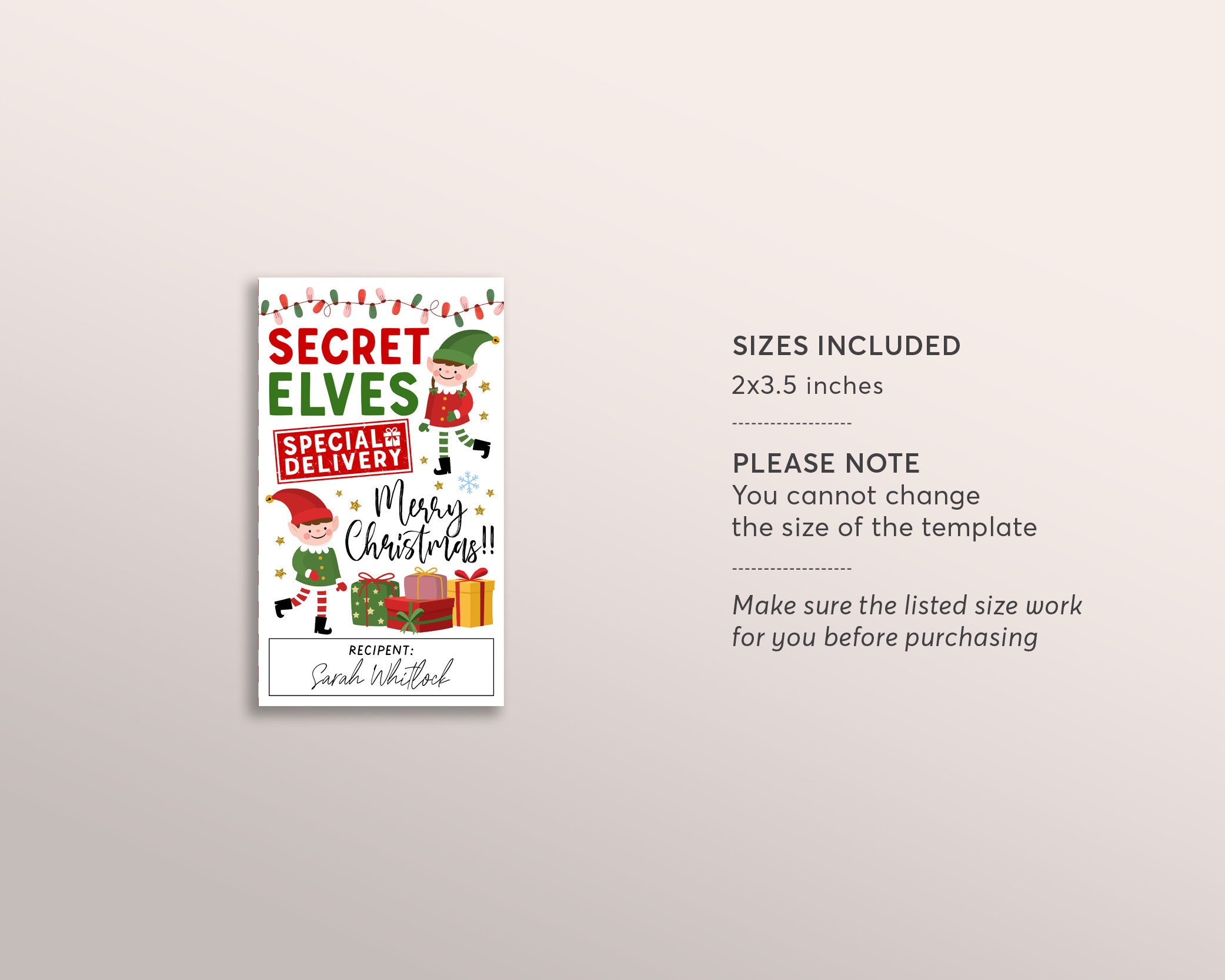 Editable Digital File - Elf Nice List Christmas Gift Tag - Printable –  Chevelly Designs