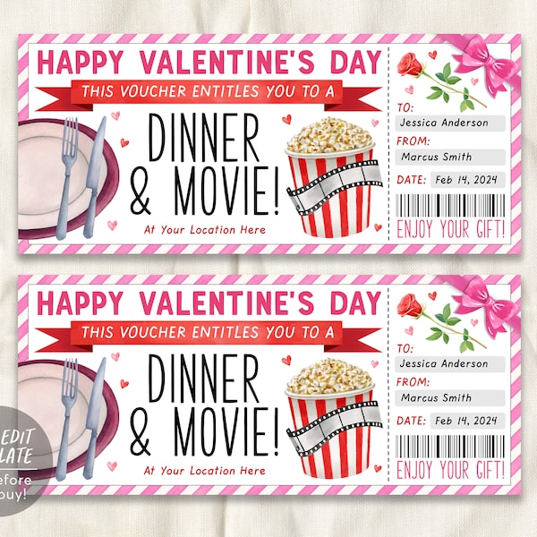 Movie Night Dinner Template Etsy