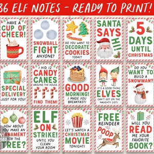 Elf Notizen Karten zum Ausdrucken, 2x3 Mini Elf Notiz, Elfen Santa Weihnachtsfeier Urlaub Winter Aktivität Spiel für Kinder Santa Notizen sofortiger Download