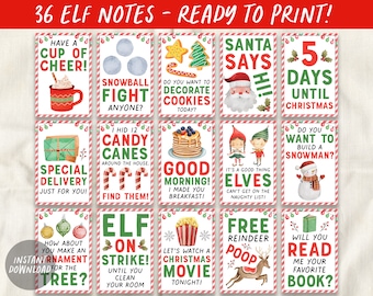 Elf Notes Cards Printable, 2x3 Mini Elf Note, Elves Santa Christmas Party Holiday Winter Activity Game For Kids Santa Notes Instant Download