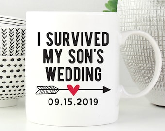 I Survived My Son's Wedding Mug, Funny Father Of The Groom Mug, Gift From Groom, Father Of Groom Gift, Parents Of The Groom, Wedding Mug