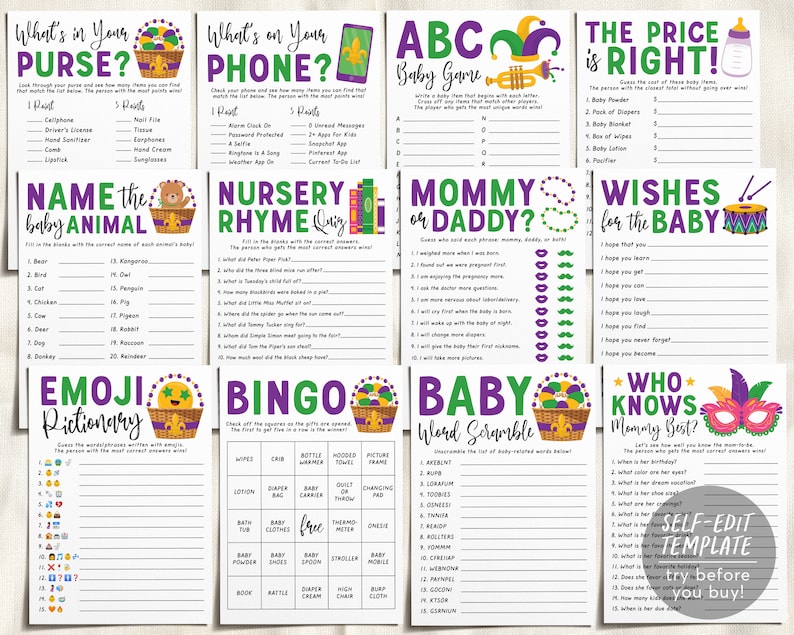 mardi gras baby shower games