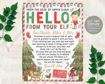 Hello Letter from Elf Editable Template, BOY OR GIRL Elf Arrival Note, First Time New Elf Visiting Letter, Christmas Welcome Letter Activity