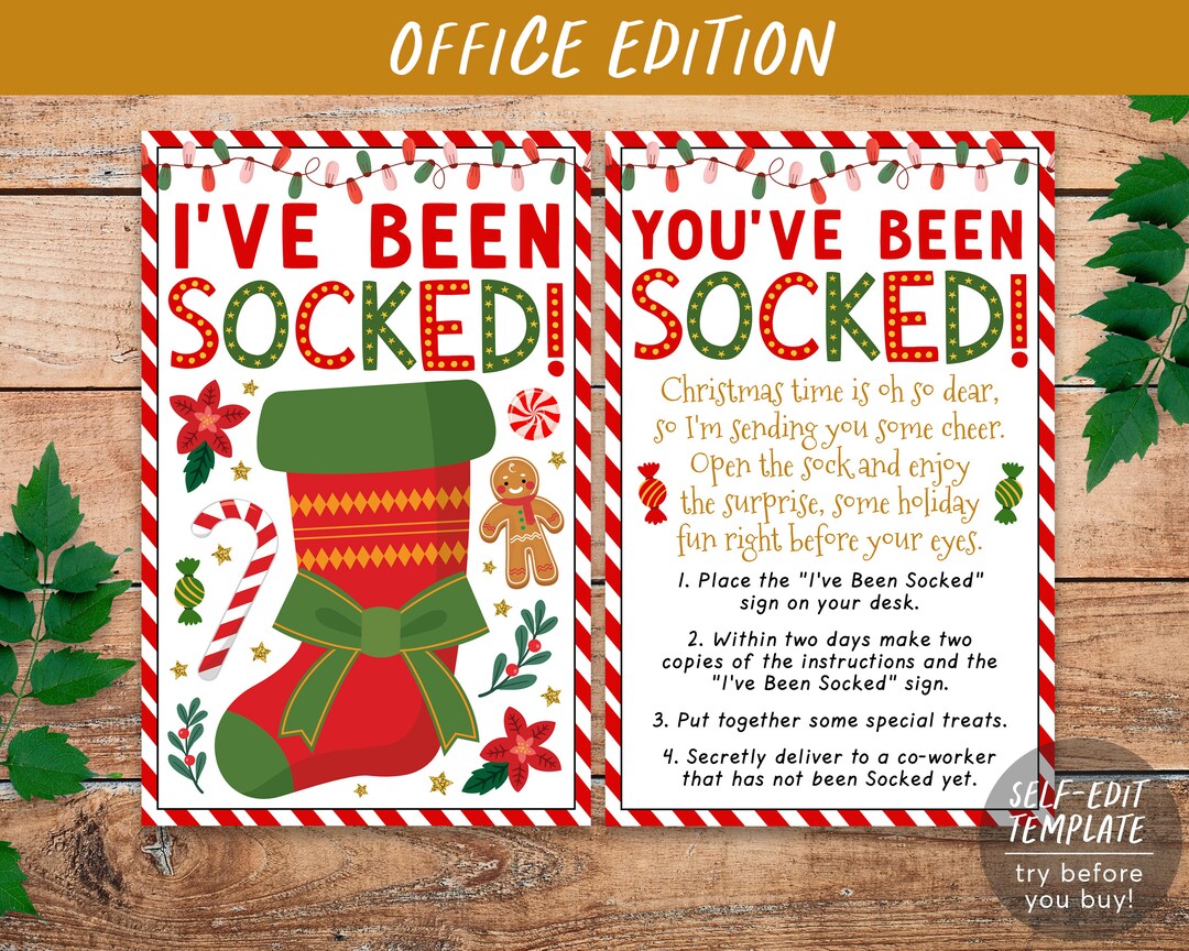 We've Been Socked Christmas Office Party Game Editable Template, I've ...
