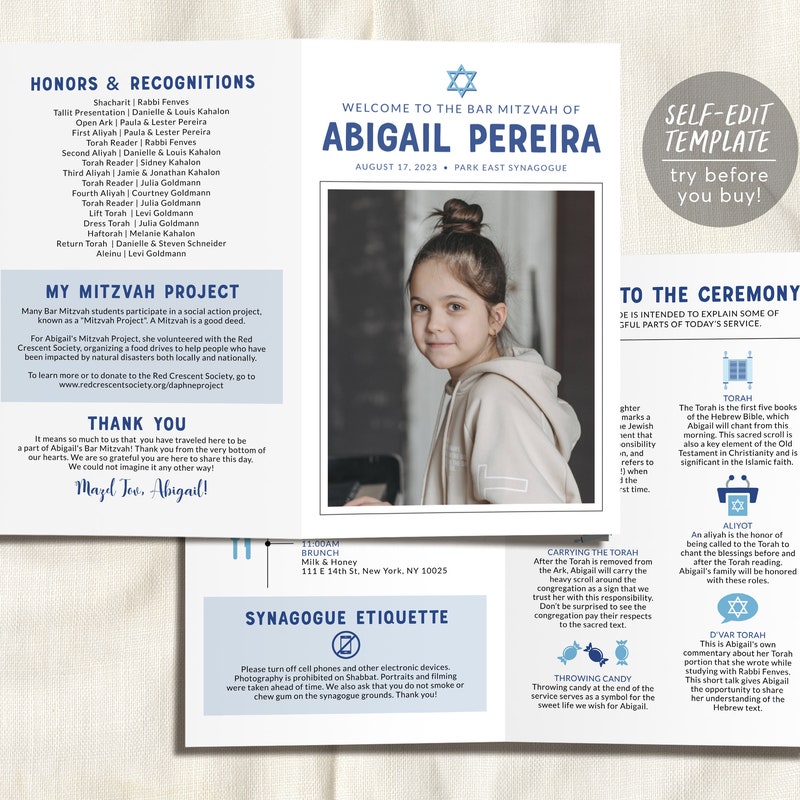 Mitzvah Template Program - Etsy