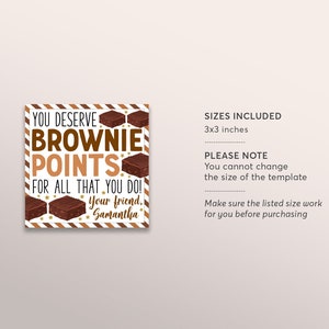 Brownie Favor Tags Editable Template, You Deserve Brownie Points ...