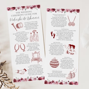 South Indian Wedding Program, Brahmin Tamil Floral Wedding Ceremony Guide Wedding Steps Template, Edit With Canva