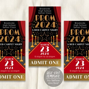 Red Carpet Prom Dance BUNDLE Set Editable Template, VIP Access Junior ...