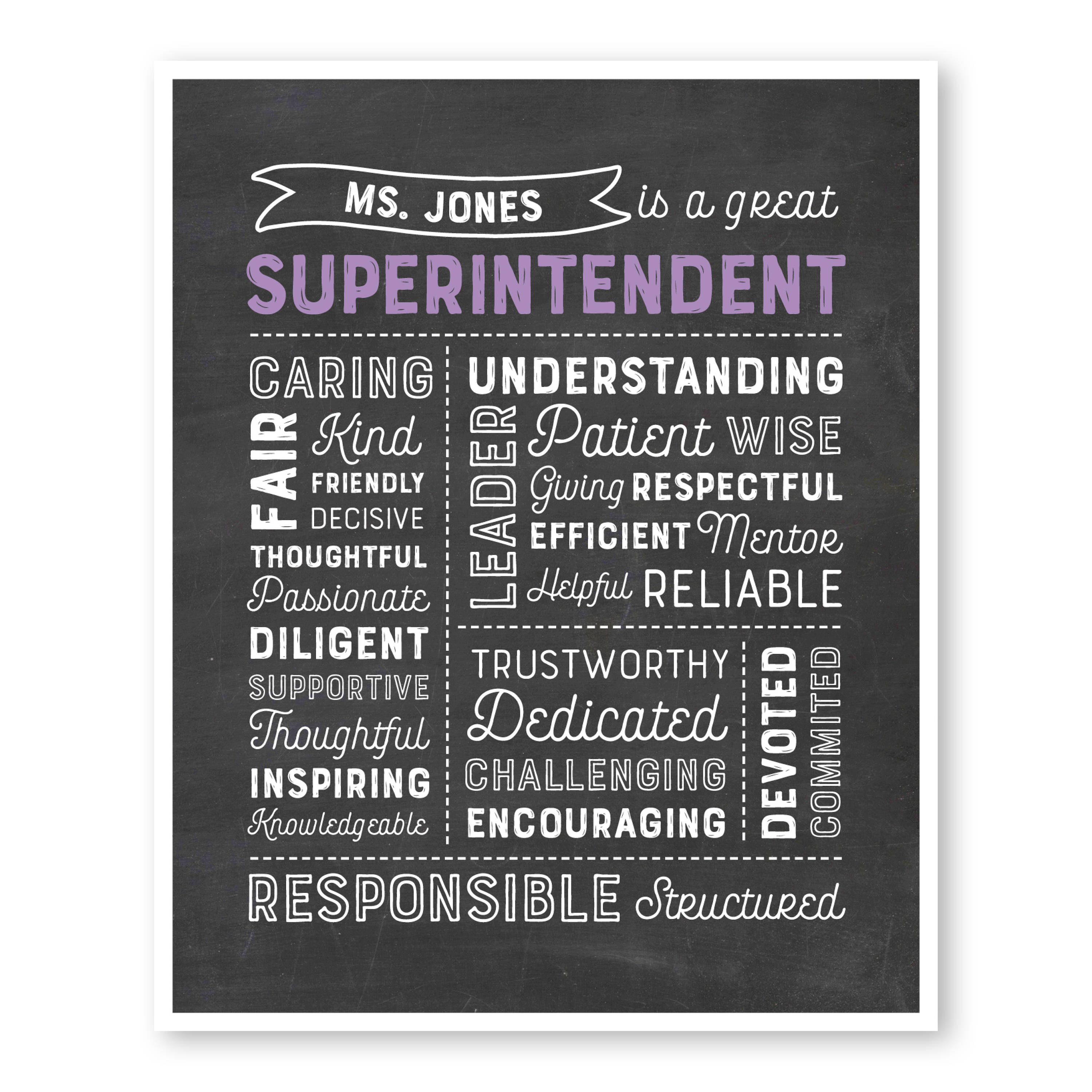 Superintendent Gift Superintendent Chalkboard Print Etsy