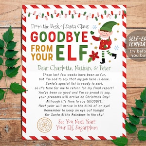 Goodbye Letter From Elf Editable Template, End of Christmas Farewell ...