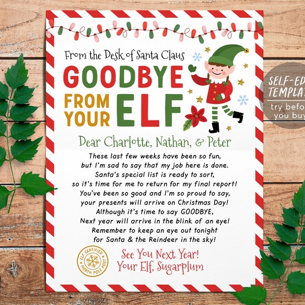 Final Farewell Letter From Elf on the Shelf - Etsy