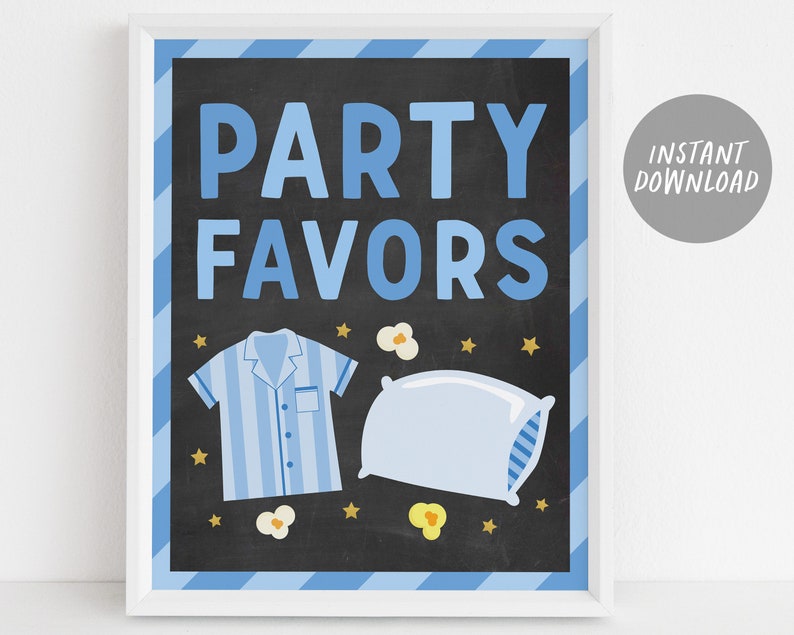 Pyjamas Signage Pizza Popcorn and Pajamas Party Signs BUNDLE for Birthday, Popcorn Bar ...