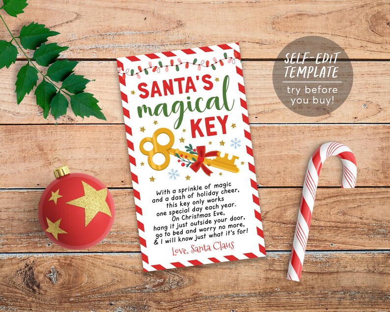Santa's Magical Key Editable Template Magic Key Tag No - Etsy