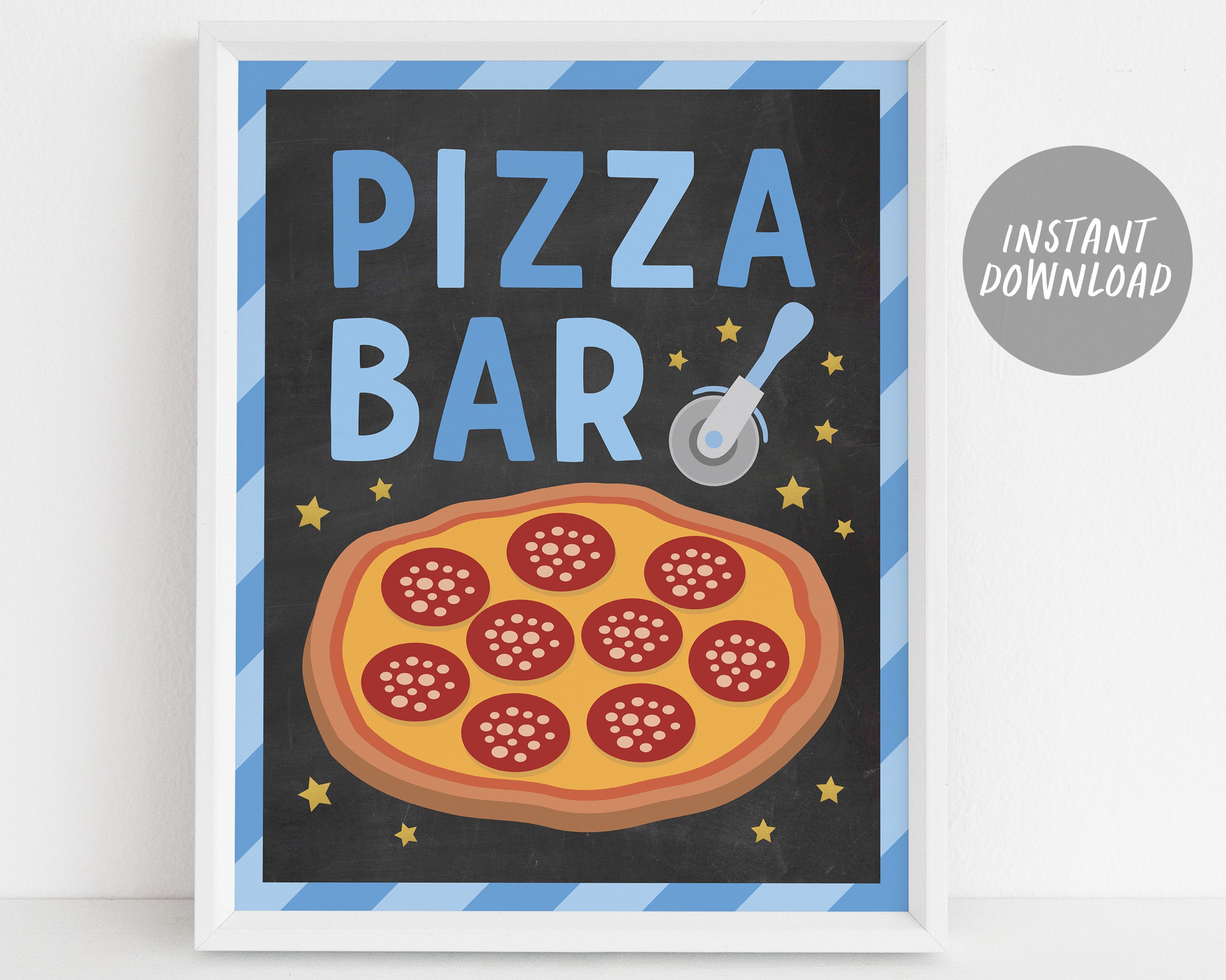 Pyjamas Signage Pizza Popcorn and Pajamas Party Signs BUNDLE for Birthday, Popcorn Bar ...