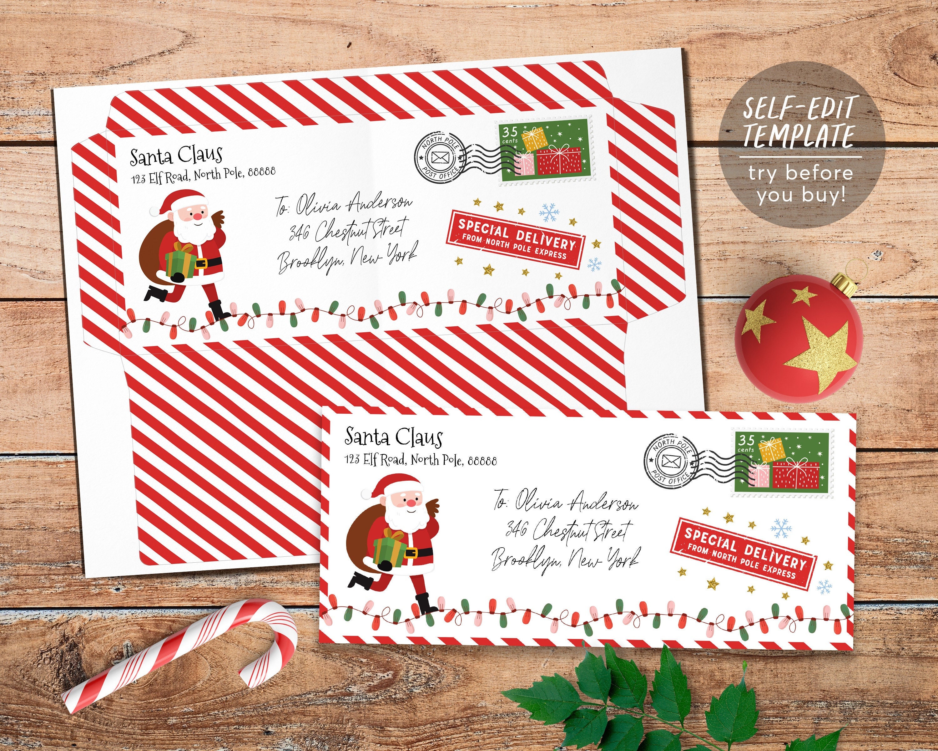 Père Noël Enveloppe Lettre du Père Noël Modèle modifiable, Enveloppe  imprimable Adresse personnalisée Cher Père Noël Lettre Kit, Lettre du pôle  Nord -  France