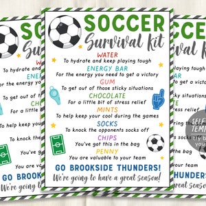 Soccer Survival Kit Gift Tags Editable Template, Soccer Player Team Gift Idea, Kids School Sports, Snack Treat Tags, Coaches Game Day