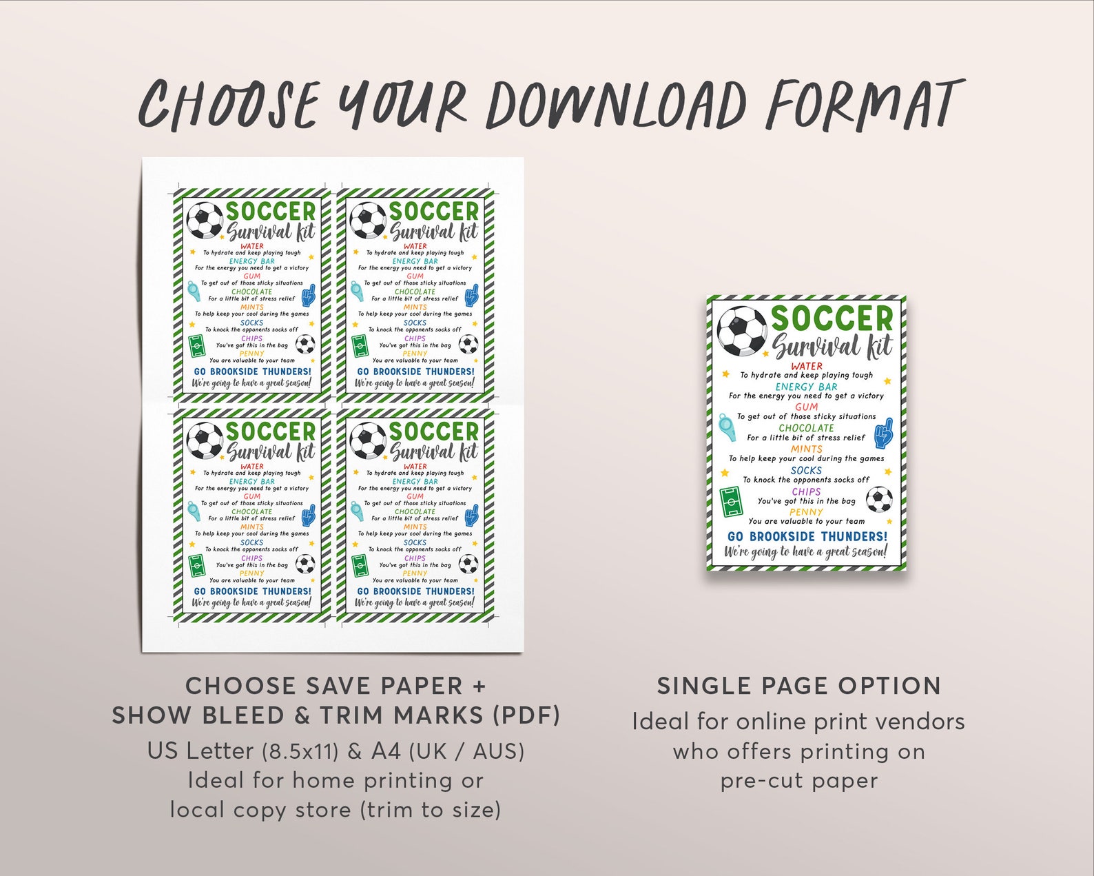 Soccer Survival Kit Gift Tags Editable Template, Soccer Player Team ...