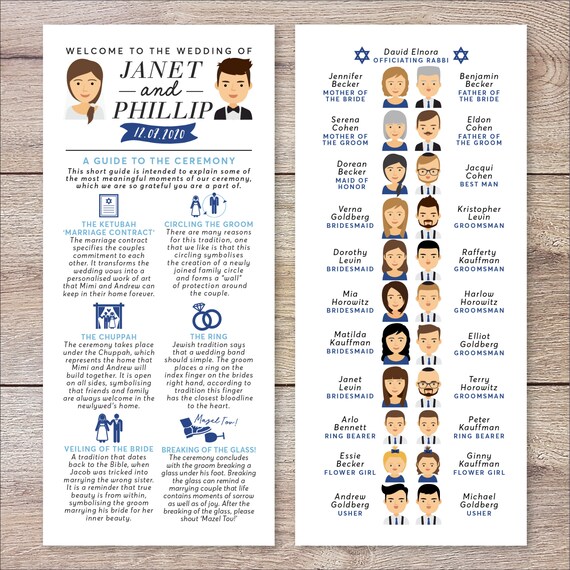 Jewish Infographic Wedding Program Jewish Wedding Program Etsy