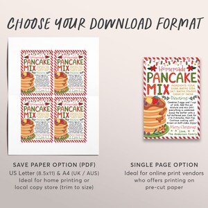 Pancake Mix Recipe Christmas Gift Tag Editable Template, Holiday Jar ...