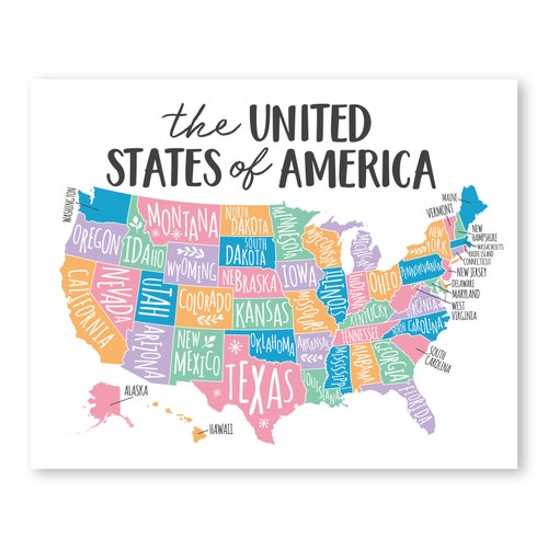Nursery USA Map Wall Art Kids Room Art Print Travel Map Etsy