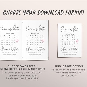 Calendar Save the Date Editable Template, Modern Simple Minimalistic ...