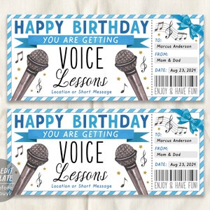 Voice Lessons Gift Certificate Editable Template, Birthday Singing Lessons Music Class Experience Voucher Reveal Coupon, Vocal Coaching