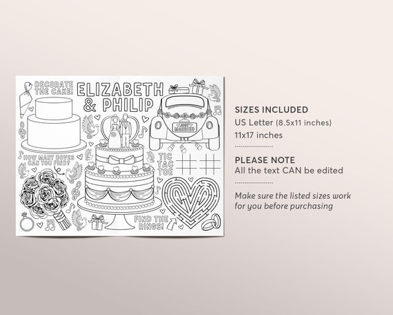 Personalized Same sex wedding activity coloring book wedding favor Kids 8.5  x 11 PDF or JPEG TEMPLATE